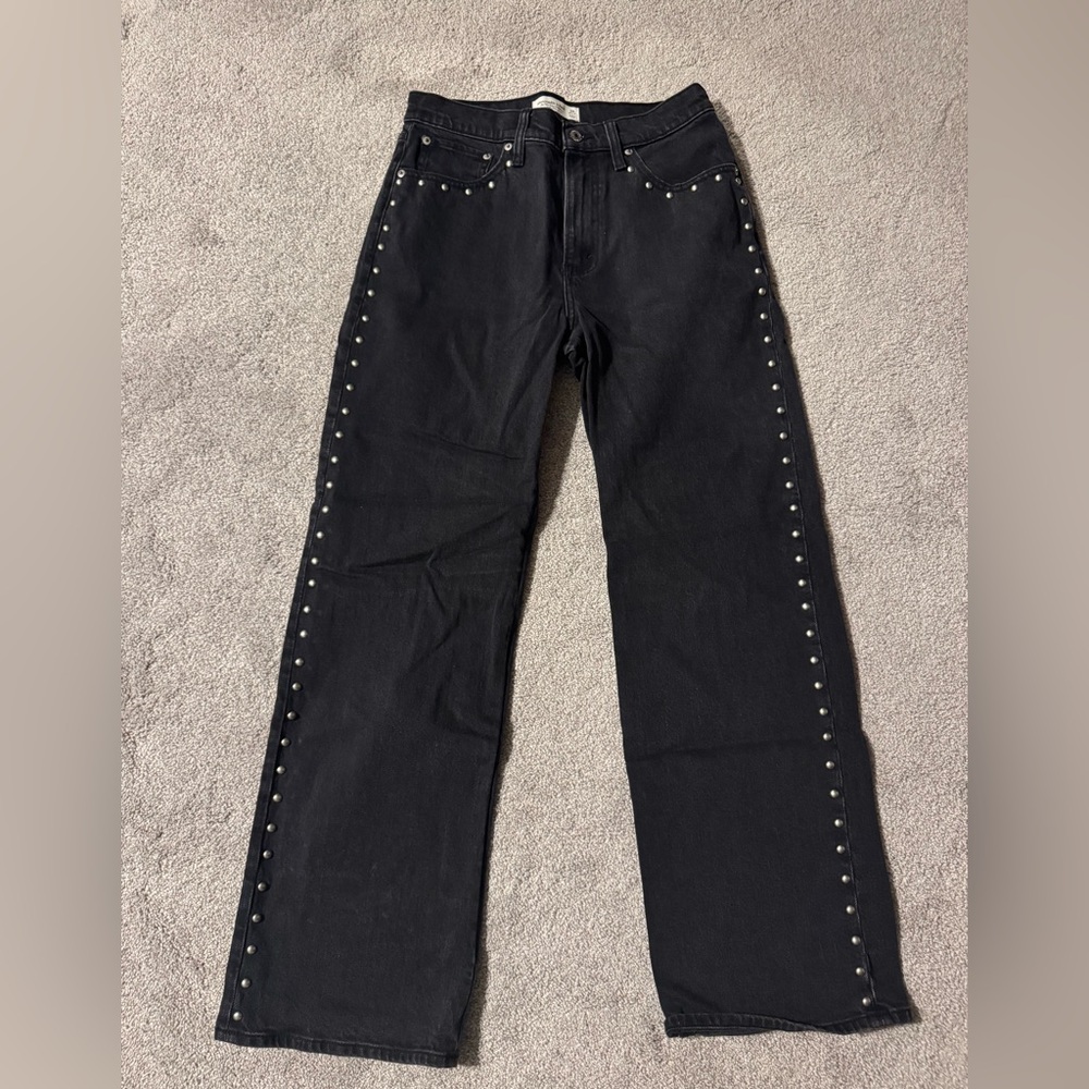 Abercrombie & Fitch washed black studded jeans